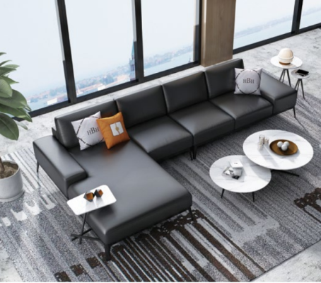 Italienische Polster Sitz Ecke Leder Couch Moderne Garnitur Wohnlandschaft