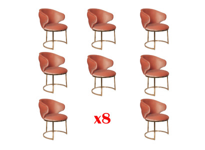 Esszimmer Textil Set 8x Design Stuhl Metall Lehnstuhl Garnitur Stühle