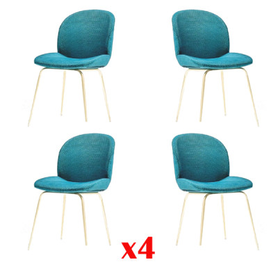 Gepolsterte Esszimmer Stühle 4x Stuhl Gruppe Garnitur Stoff Design