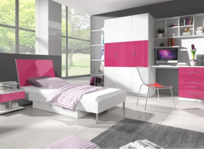 Bett + Nachttisch Kinderzimmer Schlafzimmer Möbel Betten 2tlg Set Rosa