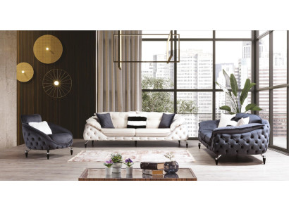 Chesterfield Sessel 1 Sitzer Schwarz Wohnzimmer Luxus Design
