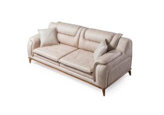 Sofagarnitur 3+3+1 Sitzer Blau Sessel Luxus Leder Sofa Couch Möbel Western Stil