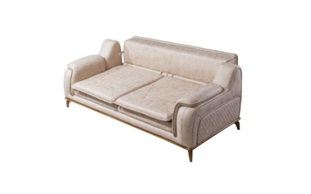 Sofagarnitur 3+3+1 Sitzer Blau Sessel Luxus Leder Sofa Couch Möbel Western Stil
