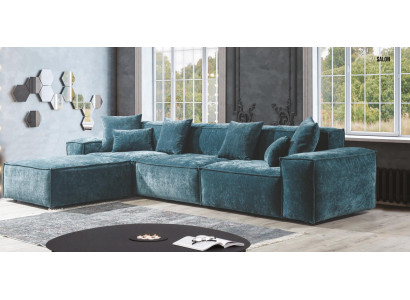 Ecksofa Blau Wohnzimmer Elegante Wohnecke Design Möbel Eckgarnitur