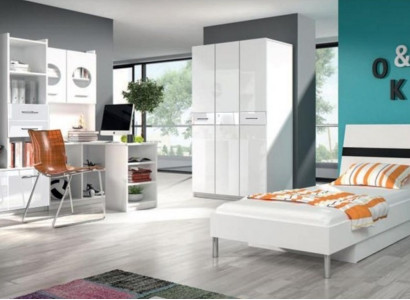 Bett + Nachttisch - Schlafzimmer Möbel Kinderzimmer Betten Schwarz 2tlg. Set Neu