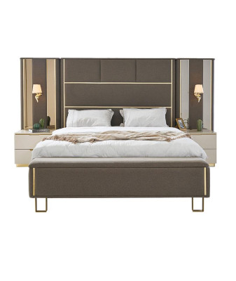 Taupe Polster Betten Doppelbett Holz Schlafzimmer Möbel Hotel Polster 180x200