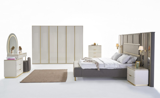 Schlafzimmer Konsolen Nachttisch Set 2x Nachttische Luxus Hotel Möbel Beige Neu