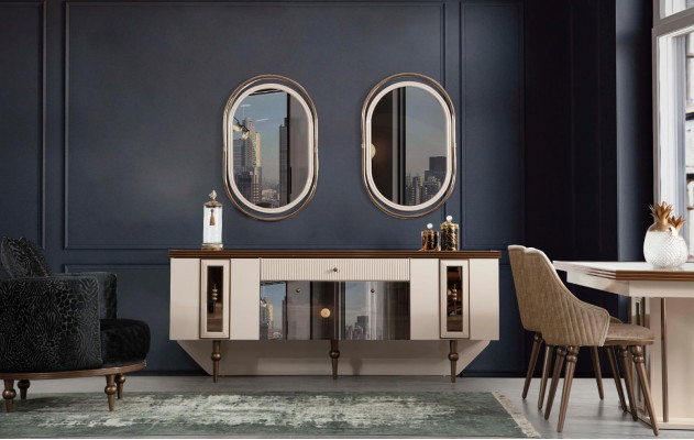 Luxus Esszimmer Set Kommode Sideboard Tisch 4x Stuhl Garnitur 8tlg