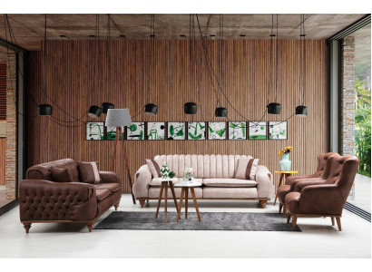 Chesterfield Sofagarnitur Couch Sitzpolster Sofa Couchen Möbel Stoff Textil
