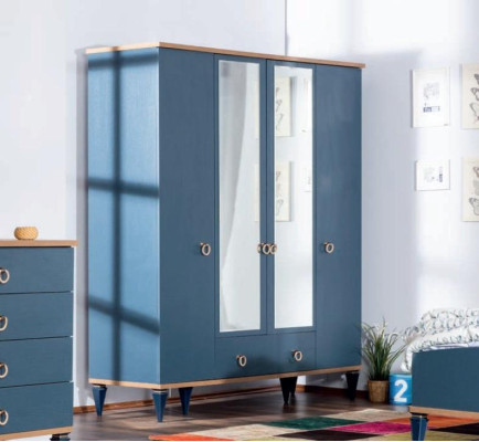 Kinderzimmer Jugendzimmer Schlafzimmer Möbel Komplett Set Modern Blaues 4tlg.