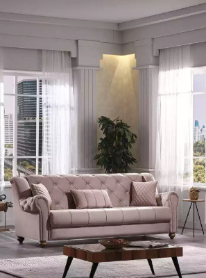 Klassische Wohnzimmer Garnitur 3+1 Couch Sitz Sofa Polster Neu Beige