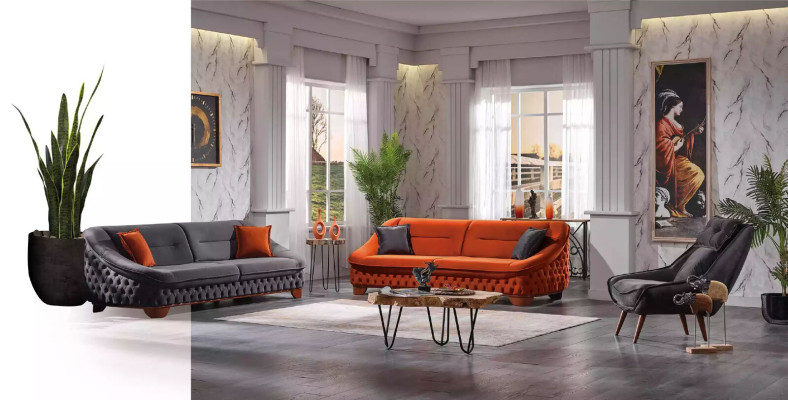 Sofagarnitur 3+3+1 Sitzer Luxus Modern Set Design Sofas Polster Chesterfield