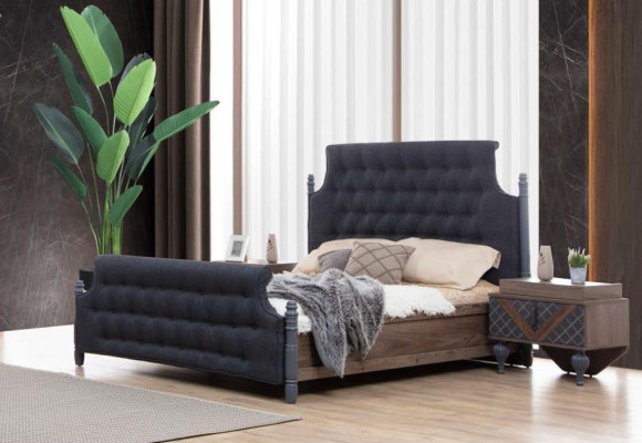 Bett Nachttisch Kommode mit Spiegel Schlafzimmer 4 tlg. Set Chesterfield