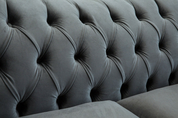 Chesterfield Original Sofa Textil Sofas Couchen Stoff Grau 200cm Couch