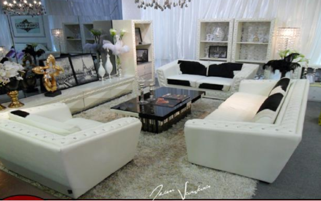 Sofagarnitur Chesterfield 3+2+1 Sitzer Sessel Sofa Leder mit Ponyfell