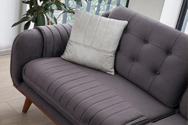 Sitzgarnitur 3 + 3 + 1 im modernen Stil mittelweiches Textil grau Neu