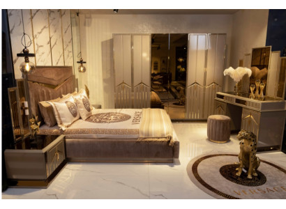 Schlafzimmer Set Bett Nachttisch Kommode Spiegel Kleiderschrank Neu Luxus 7tlg