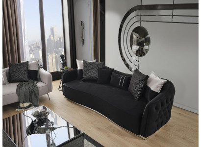 Viersitzer Sofa 4 Sitzer Sofas Modern Design Stoff Polyester Schwarz