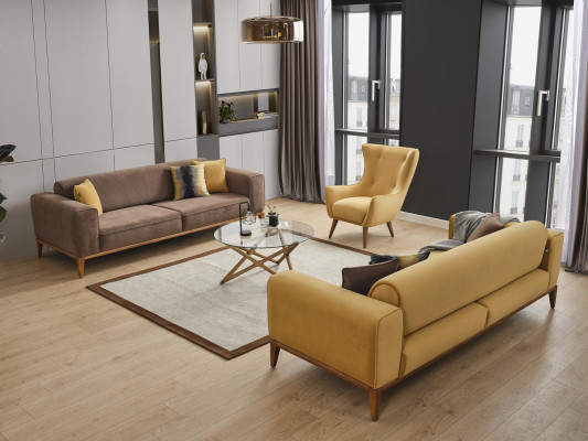 Viersitzer Sofa 4 Sitzer Sofas Stoff Braun Wohnzimmer Luxus Modern
