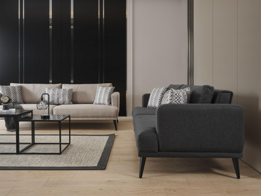Viersitzer Sofa 4 Sitzer Sofas Stoff Grau Modern Sitzer Wohnzimmer Neu