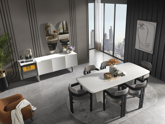 Esstisch Esszimmertisch Essecke Tisch Holz Modern Weiß Esszimmer Luxus