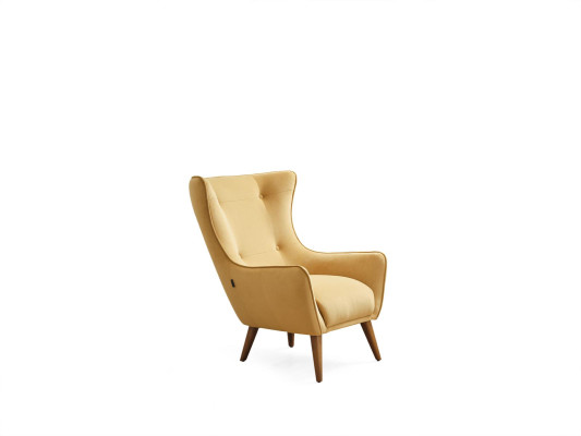 Sessel Ohrensessel Cocktailsessel Stoff Wohnzimmer Polyester Gelb Sitz