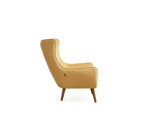 Sessel Ohrensessel Cocktailsessel Stoff Wohnzimmer Polyester Gelb Sitz