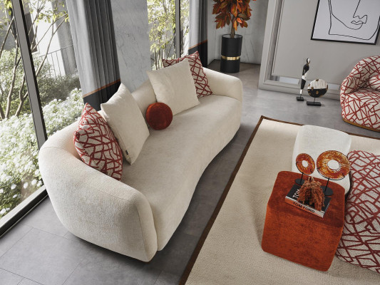 Viersitzer Sofa 4 Sitzer Sofas Modern Design Stoff Polyester Weiß Neu