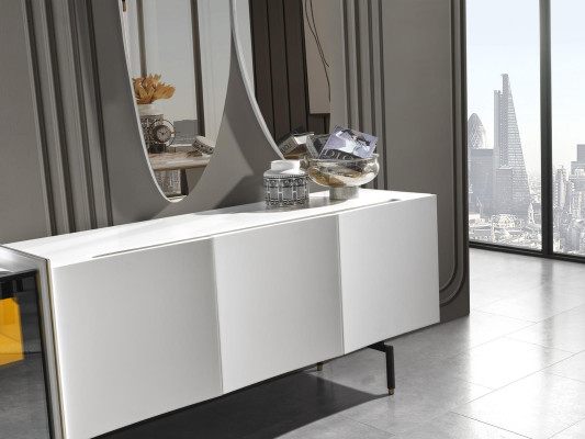Gruppe Sideboard Spiegel Kommode Holz Modern Esszimmer Weiß Design Neu