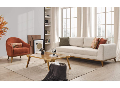 Sofagarnitur 3 + 1 Sitzer Design Möbel 2tlg Beige Couchen Sofa Textil