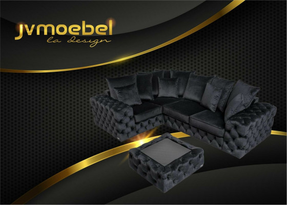 Ecksofa Sofa Couch Polster Eckgarnitur L Form Couchtisch Textil Wohnlandschaft