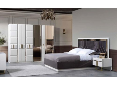 Luxus Schlafzimmer Garnitur mit Kleiderschrank Bett Nachttischen 4tlg.