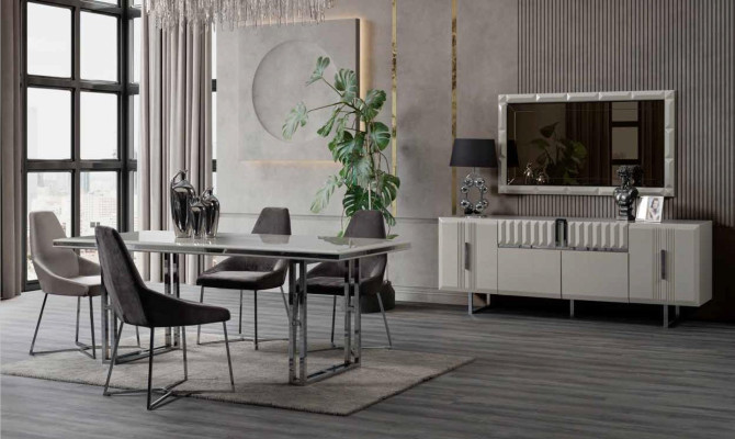 Esstisch Luxus Tisch Edelstahl Weiß Wohnzimmer Esstische Tische Möbel