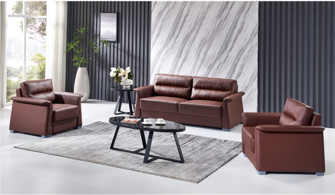Sofa Couch Polster Leder Couchen Polster Garnitur 3+1+1 Sitzer Büro Möbel Set