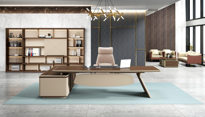 Eleganter Schreibtisch und Großer Büroschrank im zeitgenössischen Design