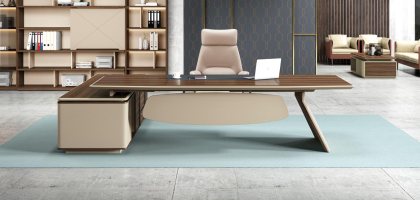 Eleganter Schreibtisch und Großer Büroschrank im zeitgenössischen Design