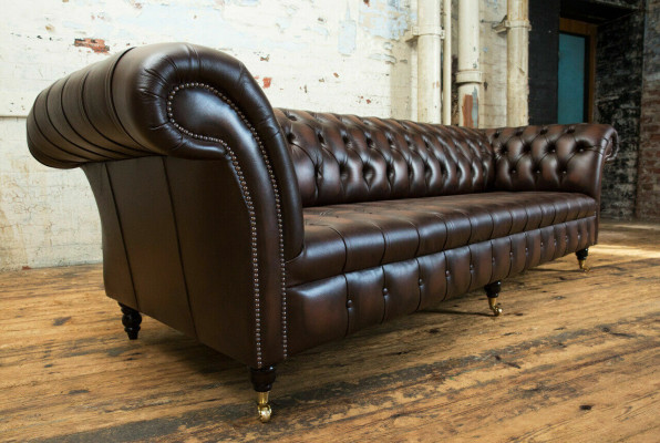 Klassische Chesterfield Leder Polster Luxus Sofa Design Couch Sofas 4 Sitzer Neu