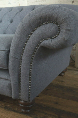 Modernes Sofa Chesterfield Couch 4 Sitzer Couchen Samt Leder Design Grau