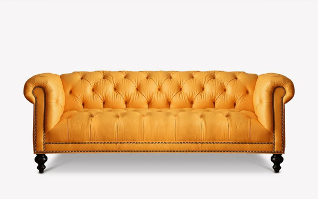 Brauner Chesterfield 3 Sitzer Sofa Ledersofa Couch Polster Möbel