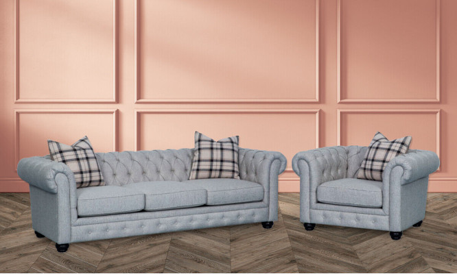 Chesterfield Sofagarnitur Sofa Couch Polster 3+1 Sitzer Leder Couchen Textil Neu