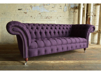 Moderner Lila Chesterfield Dreisitzer Wohnzimmer 3-er Sofa