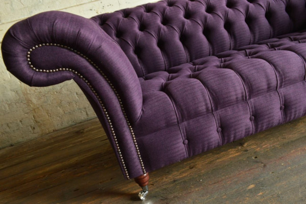 Moderner Lila Chesterfield Dreisitzer Wohnzimmer 3-er Sofa