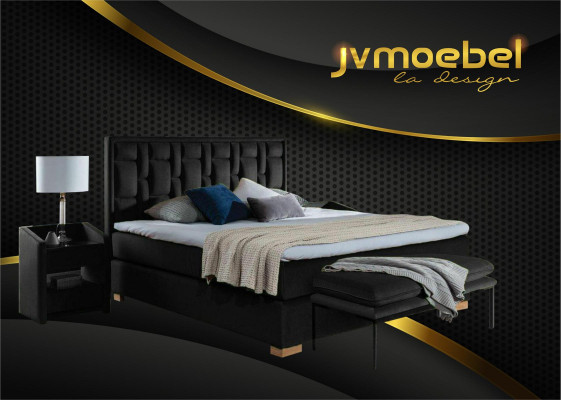 Luxus Boxspring Bett Schwarz Blaue Betten Schlafzimmer Möbel Design Doppel Hotel