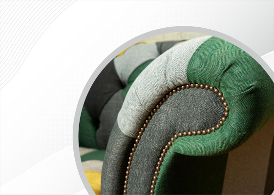 Chesterfield Sessel Fernseh Couch 1,5 Sitzer Sofa Textil Stoff Couchen Polster