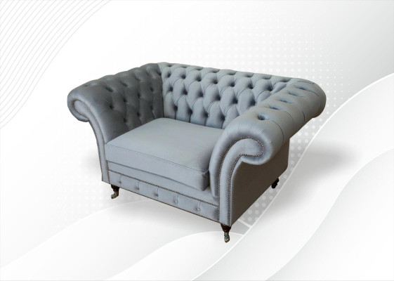 Design Chesterfield Stoff Couch Sessel 1.5-er Polster Sofas Lounge Club Neu