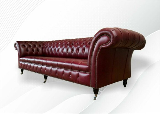 Rote Big Sofa Couch Chesterfield 265cm XXL Polster Sofas 4er Leder Textil Neu
