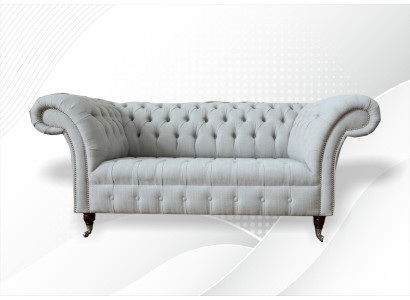 Chesterfield 2 Sitzer Wohnzimmer Couch Sofa Polster Textil Stoff Garnitur Neu