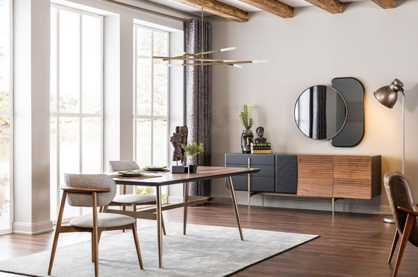 Gruppe Esszimmer Esstisch Stühle Sideboard 8tlg Holz Tisch Braun Neu