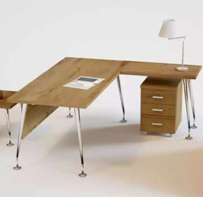 Holz Büro Set Eckschreibtisch Kommode 2x Aktenschrank Couchtisch 4tlg Set