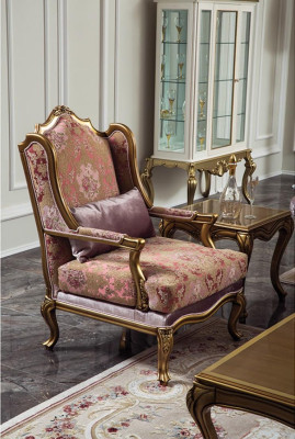 Luxus Möbel Design Sessel Design Einsitzer Textil Wohnzimmer Classic